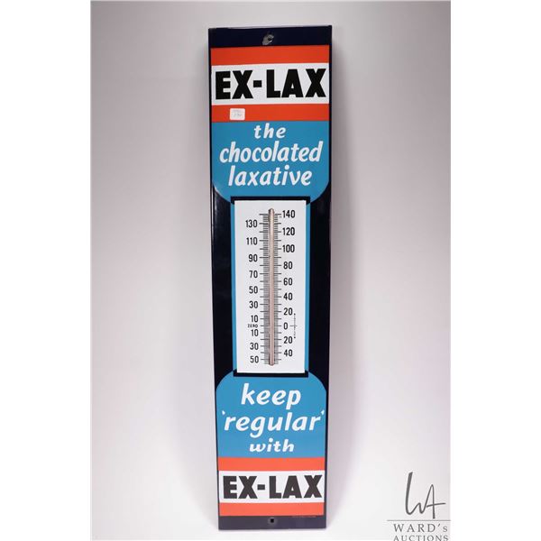 Vintage metal and porcelain "Ex-Lax" wall mount thermometer 36" x 8-1/4"