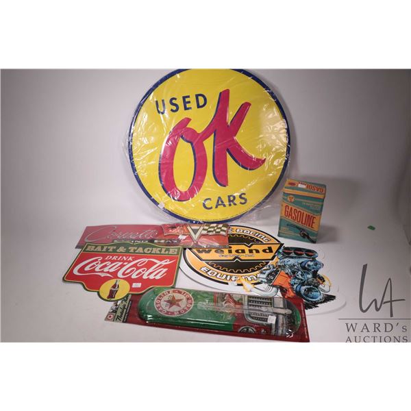 6 reproduction metal wall signs, various themes and sizes