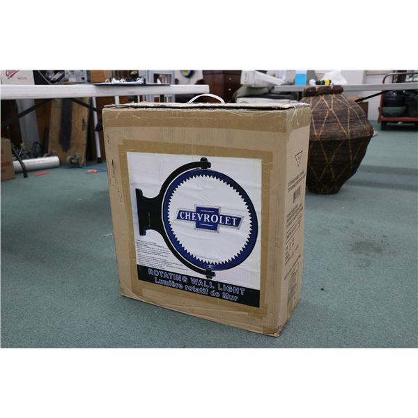 GM Inspired Chevrolet rotating light up wall sign in original box
