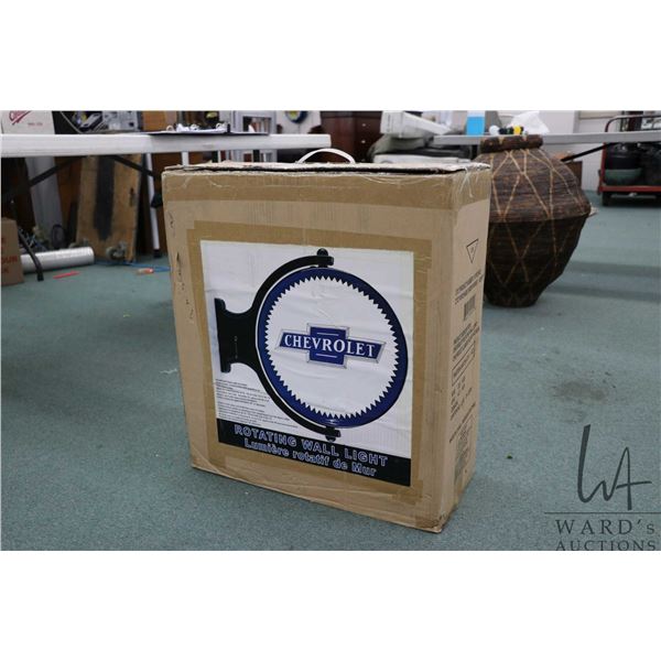 GM Inspired Chevrolet rotating light up wall sign in original box