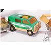 Image 3 : Three vintage Tonka trucks including cherry picker, a crane and a custom van
