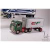 Image 2 : Two vintage semi trucks including Japanese tin White Freightliner with Canadian Freightways trailer,