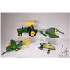 Image 1 : Selection of Ertl 1:18 scale die cast John Deere toys including 4020 tractor with blade, pull type s