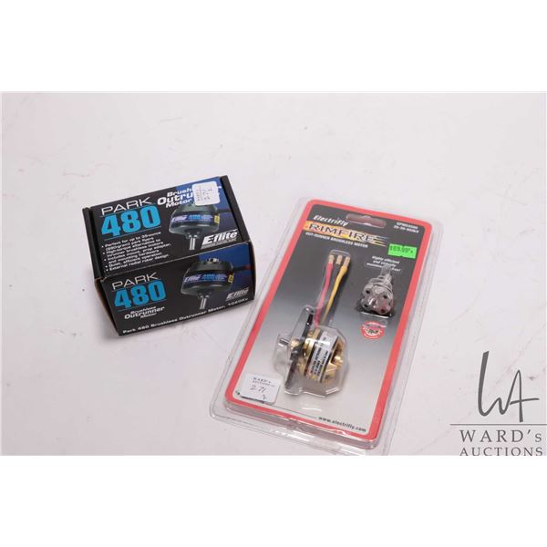 Two airplane RC electric motors including a E-flite Park 480 and a Electrifly Rimfire