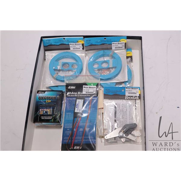 Selection of RC accessories including HiTec Electron 6 CH Micro receiver, E-Flite 40 amp brushless E