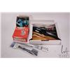 Image 1 : Selections of RC tools and props including Mitsutomo free angle vise, nylon spinner nose cone, alumi