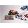 Image 2 : Selection of metal and wooden model cars including Burago 1928 Mercedes-Benz SSK, Burago Cobra 427, 