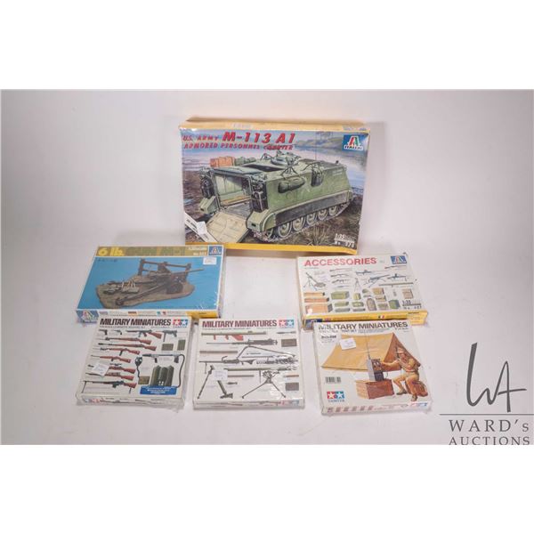 Three Italira WWII 1:35 model kits an three Tamiya model kits, all new in box