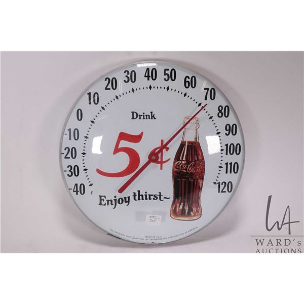 Vintage "Coca-Cola" 12" round wall mount thermometer