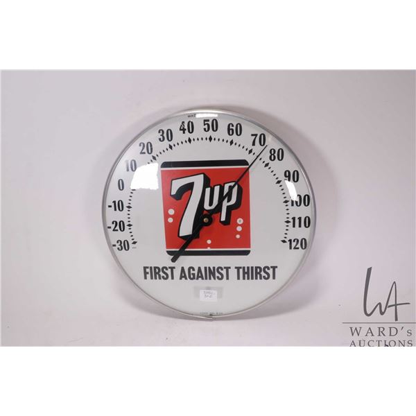 Vintage "7-Up" 12" round wall mount thermometer