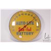 Image 1 : Vintage "Auto-Lite Batteries" 12" round wall mount thermometer