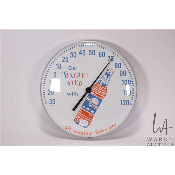 Vintage "Sun Crest" 12" round wall mount thermometer
