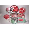 Image 1 : 8 assorted reproduction metal wall signs and thermometers, various sizes and themes