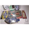 Image 2 : 7 assorted reproduction metal wall signs and thermometers, and a reproduction wall clock, various si