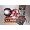 Image 1 : 8 assorted reproduction metal wall signs and thermometers, various sizes and themes
