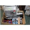 Image 2 : Selection of miscellaneous car related items including 4 vehicle temperature gauges, metal shelving,