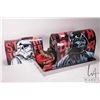 Image 1 : 2 Star Wars themed lunch boxes, including one modified with a crocodile eating a Corvette, 16-1/2" l