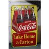 Image 1 : Large vintage 3 piece metal and porcelain "Coca-Cola" wall sign dated 1951, overall dimensions inclu