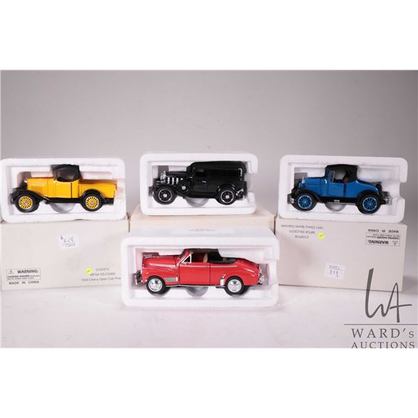 Four 1:43rd scale National Motor Museum Mint die cast cars including 1931 Chevy Sport Cabriolet, 193