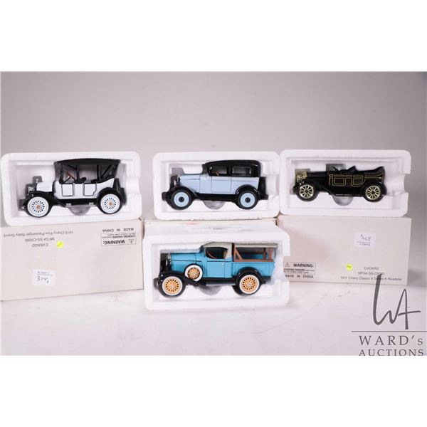 Four 1:43rd scale National Motor Museum Mint die cast cars including 1911 Chevy Classic Six series K