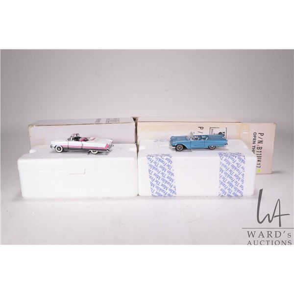 Two Franklin Mint 1:43rd scale die cast cars including 1955 Packard Convertible and a 1958 T-bird Co