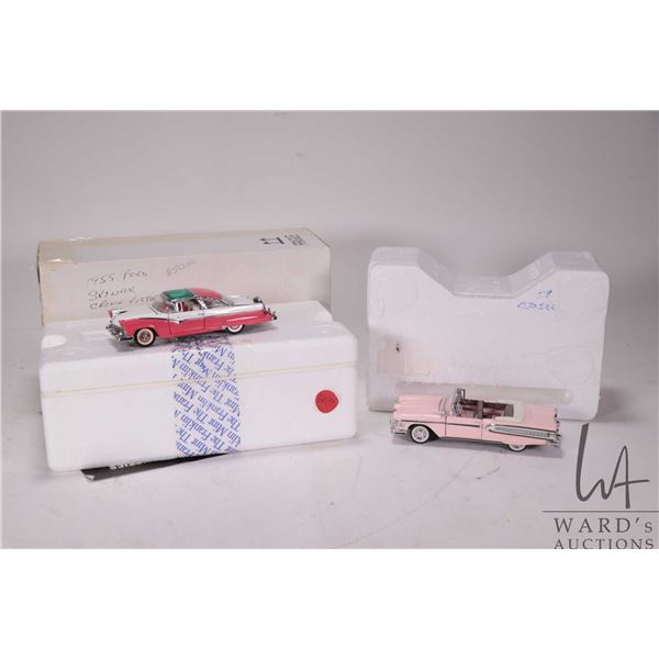Two Franklin Mint 1:43rd scale die cast cars including 1955 Ford Skyliner Crown Vic. and a 1958 Ford