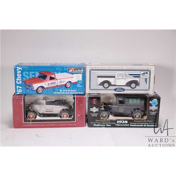 Four Liberty die cast banks
