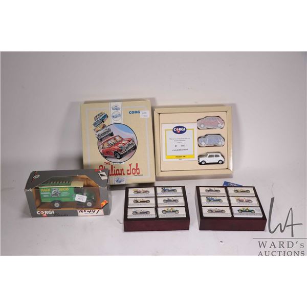 Selection of Corgi" The Italian Job" 3 Mini Coopers and a selection of miniature antique cars plus a