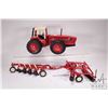 Image 1 : Vintage ERTL 1/16th scale die cast International 3588 2+2, a disc, and a 4 bottom plough