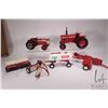 Image 1 : 3 Vintage pressed tin Tonka Toys including articulating grader with dual blades, T9 Dozer, and a cra