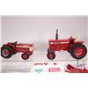 Image 2 : 3 Vintage pressed tin Tonka Toys including articulating grader with dual blades, T9 Dozer, and a cra