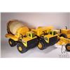 Image 2 : 4 Vintage pressed tin Tonka Toys including cement truck, dump truck, front end loader, and grader