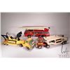 Image 1 : 4 Vintage pressed tin Tonka Toys including fire engine (missing ladder), car carrier tractor trailer