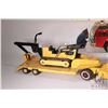 Image 3 : 4 Vintage pressed tin Tonka Toys including fire engine (missing ladder), car carrier tractor trailer