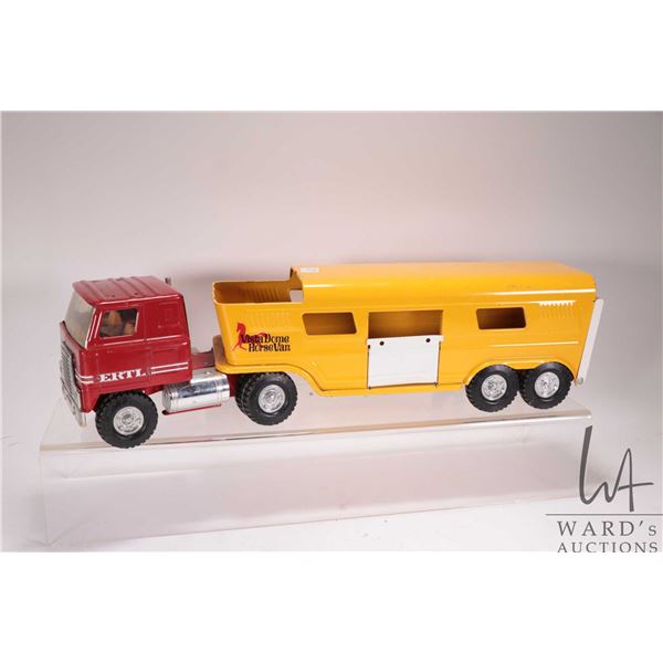 Vintage pressed tin ERTL Vista Dome Horse Van truck and trailer
