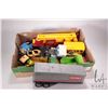 Image 1 : Selection of vintage pressed tin toys including Tonka fire engine, BuddyL school bus. Tonka stake tr