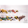 Image 3 : Selection of die cast toys including Playart car carrier, Matchbox front end loader, ERTL excavator,