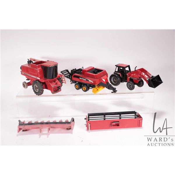 Selection of 1/25th scale die cast farm toys including Case 2294 tractor with front end loader, New 