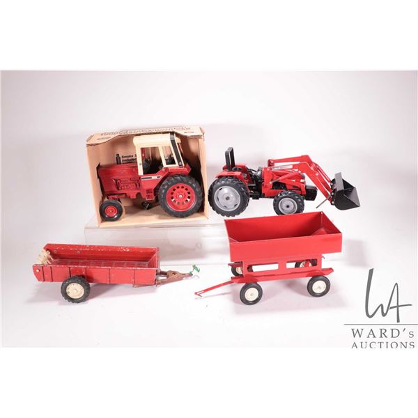 Selection of 1/18th scale die cast farm toys including ERTL International 1586 tractor with cab in o