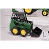 Image 2 : Selection of John Deere 1/18th models including ERTL tractor with blade, skid steer, wagon with exte