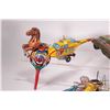 Image 5 : Selection of vintage tin toys, all in need of repair, including Sikorsky helicopter, wind up motorcy