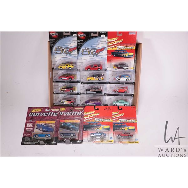 15 collectable die cast toy cars including 11 Hot Wheels Magazine Series cars, 3 Johnny Lightning Th