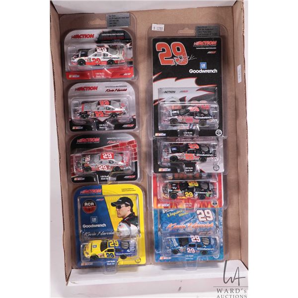 8 Action NASCAR collectable die cast toy cars, all cars driven by Kevin Harvick