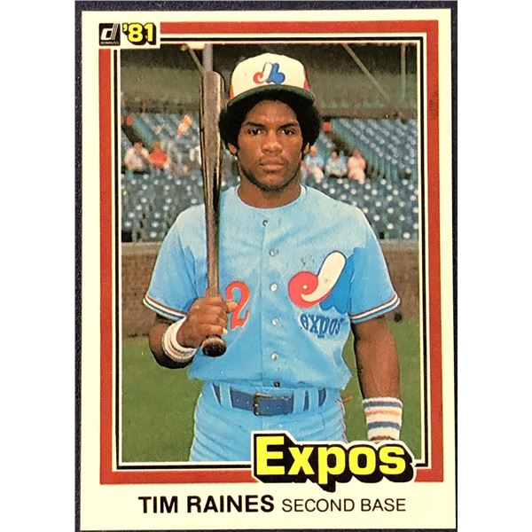 1981 DONRUSS BASEBALL TIM RAINES (HOF) ROOKIE CARD