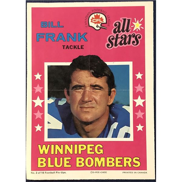 1971 O-PEE-CHEE CFL INSERT POSTER - BILL FRANK (HOF)