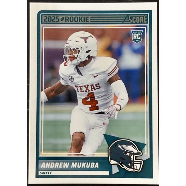 2025 PANINI SCORE ANDREW MUKUBA ROOKIE CARD