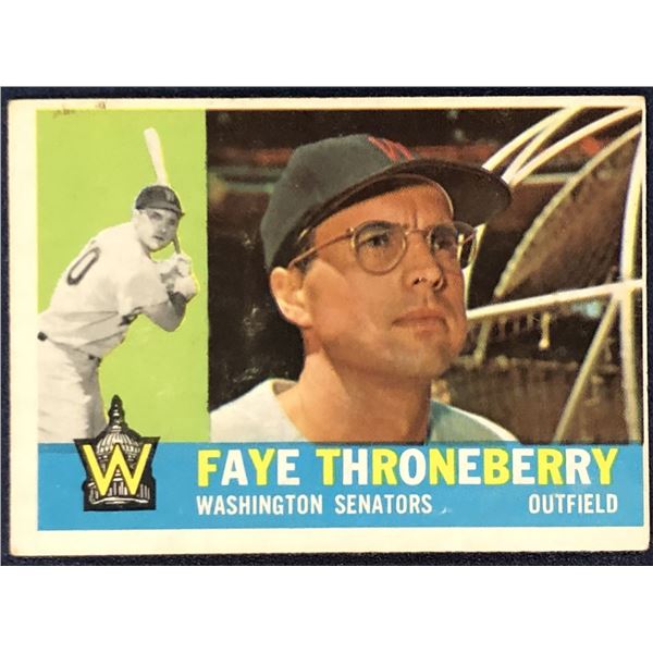 1960 TOPPS WHITE BACKS FAYE THRONEBERRY