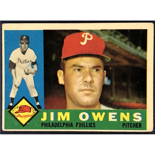 1960 TOPPS BASEBALL GREY BACK JIM OWENS