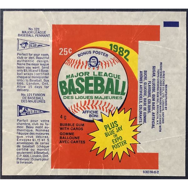 1982 O-PEE-CHEE BASEBALL WRAPPER