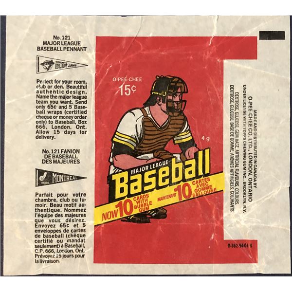 1978 O-PEE-CHEE BASEBALL WRAPPER